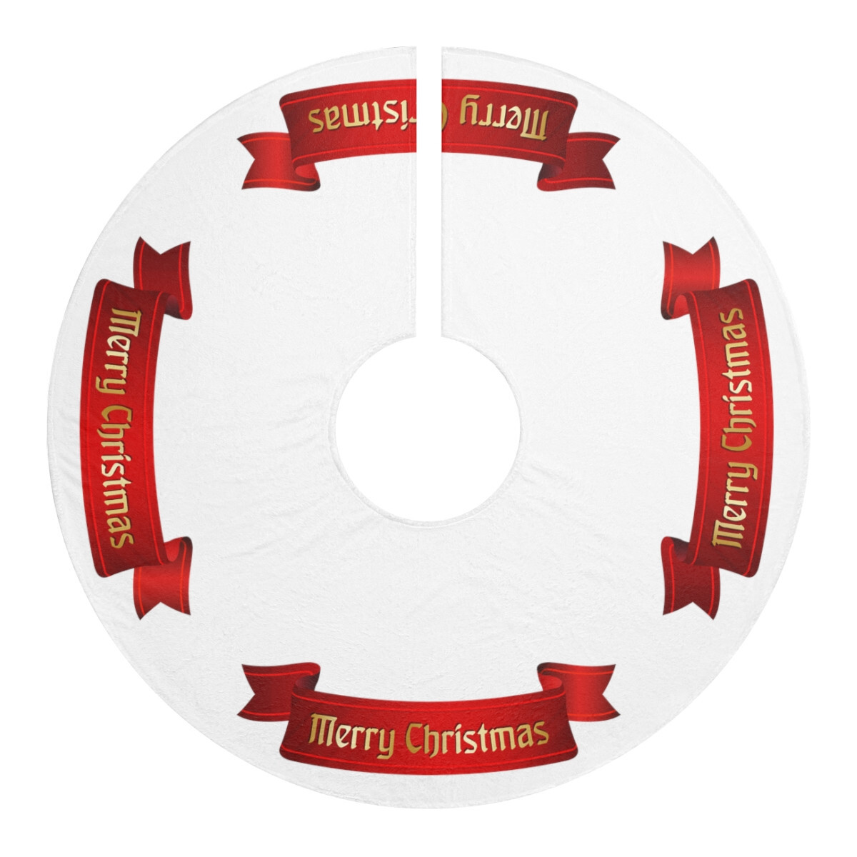 White And Red Merry Christmas Tree Skirt Wraps Your Tree In Holiday
