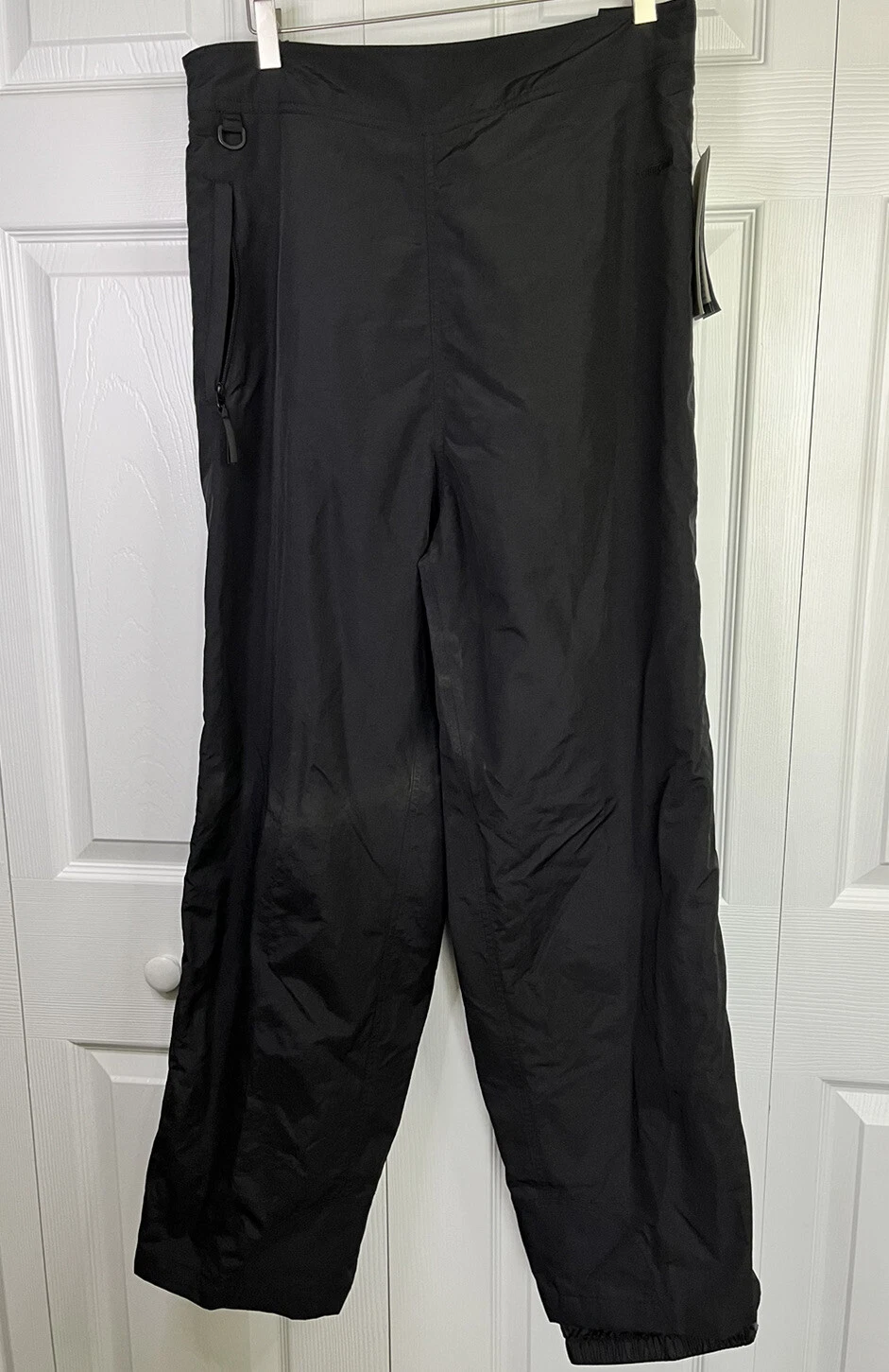 New White Sierra Pants Mens Windbreaker Black LargeFull Side Zip Water Resistant