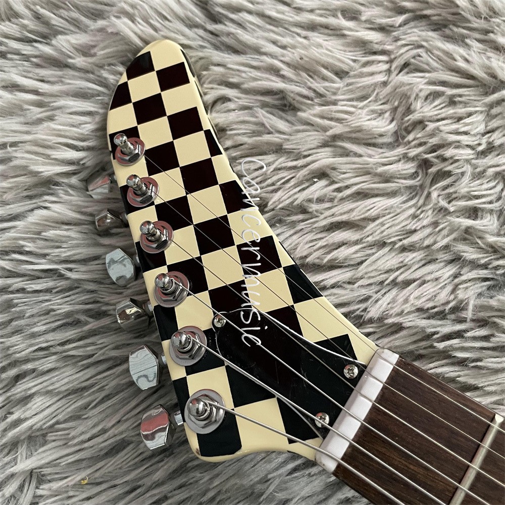 Factory Cheap Trick Rick Nielsen Checkered Electric Guitar