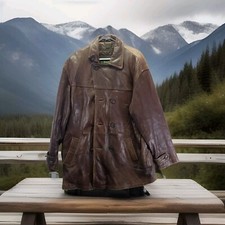Danier Leather Jacket Vintage Circa 70's Zip Out Lined Insulated Brown XL