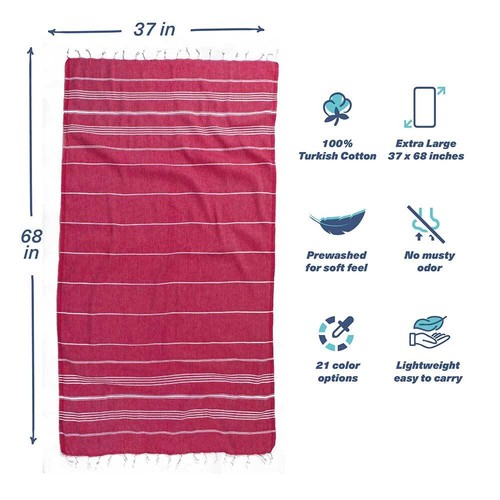 Hencely Striped Beach Towel – Lightweight Cotton Towel for Travel & Pool - Bild 59 von 206