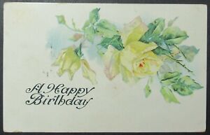 Happy Birthday Embossed Vintage Postcard Roses Flowers Posted Ebay