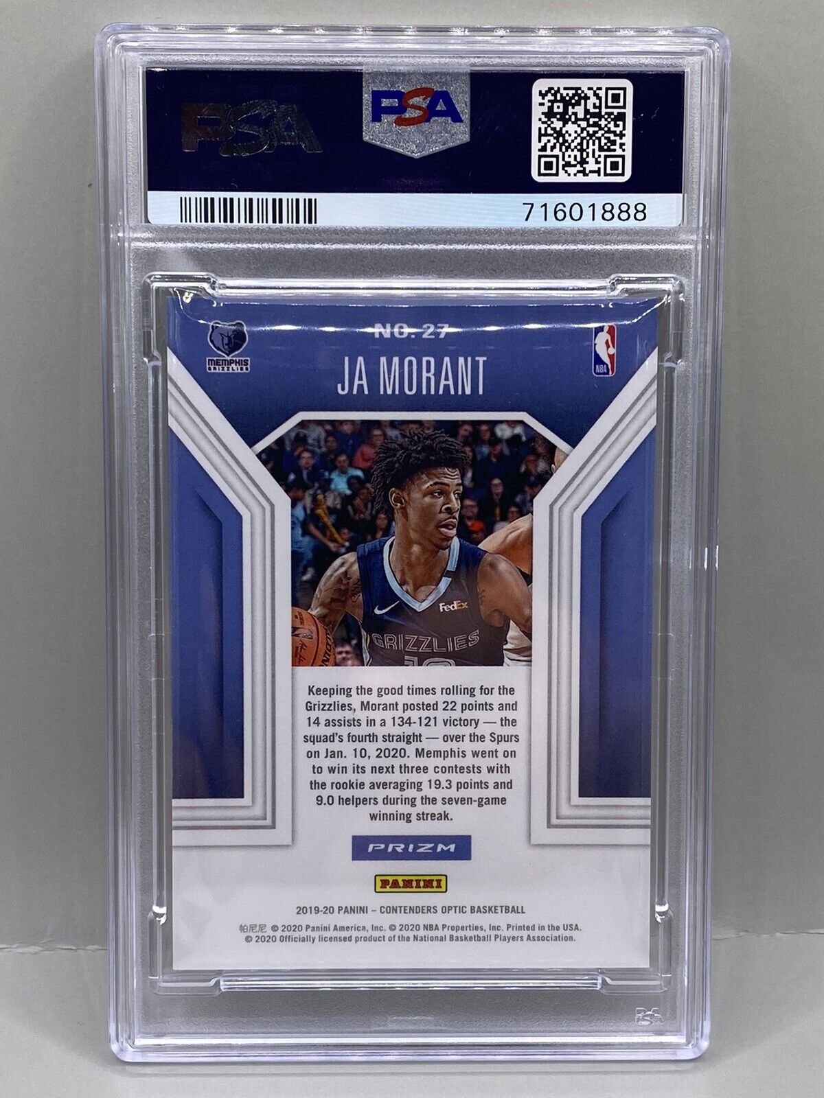 2019-20 Contenders Optic Playing The Numbers Game #27 Ja Morant RC ...