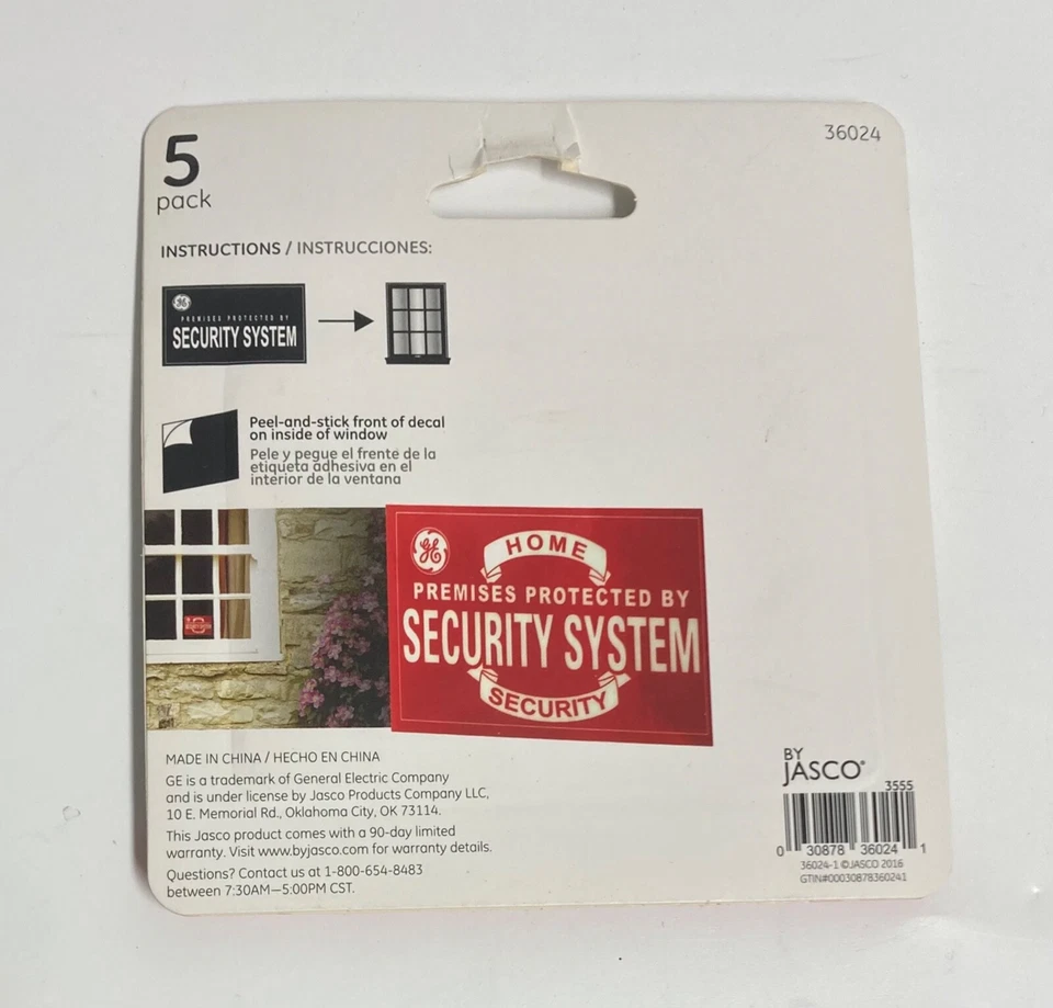 36020 GE 1.8" x 3" Indoor/Outdoor Decoy 5 Window Home Security Sign / Decals - Image 2 of 2