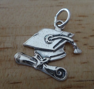 Sterling Silber 18x17mm Flache Abschlusskappe und Diplom Charm!
