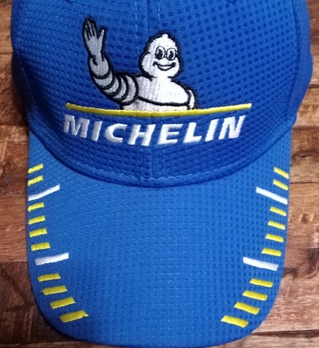 Michelin Man Tire Racing Baseball Cap Hat Adjustable Blue Yellow - Picture 5 of 9