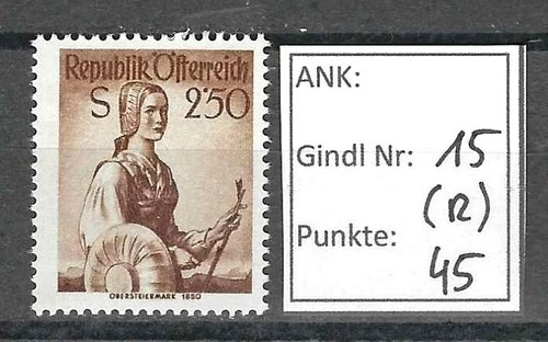 Plattenfehler Trachten 2,50S Gindl Nr.15 (R) postfrisch