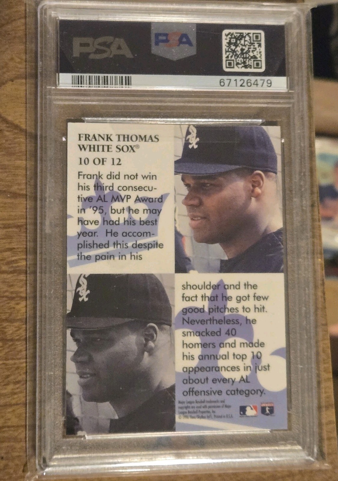 1996 Flair Diamond Cuts Frank Thomas #10 PSA 9 view 2