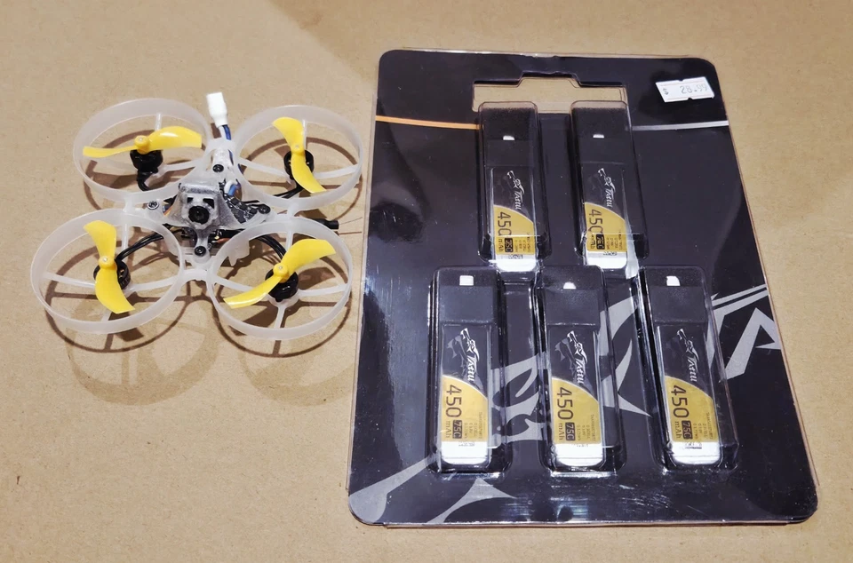 New! Custom Built 75mm 1s Analog FPV Whoop Quadcopter w/ 5x Tattu 1s 450mah Lipo - Image 3 of 4