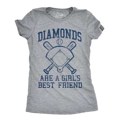 Womens Diamonds Are A Girls Best Friend T Shirt Funny Cute Baseball for Ladies