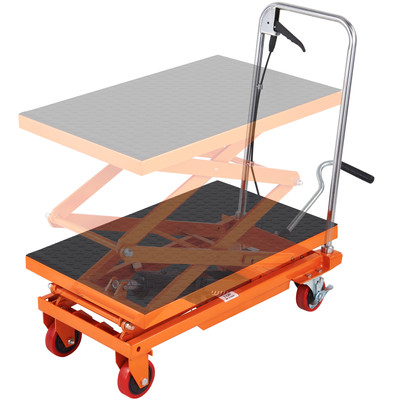VEVOR Hydraulic Lift Table Cart 330 lbs Manual Double Scissor Lift Table 50''