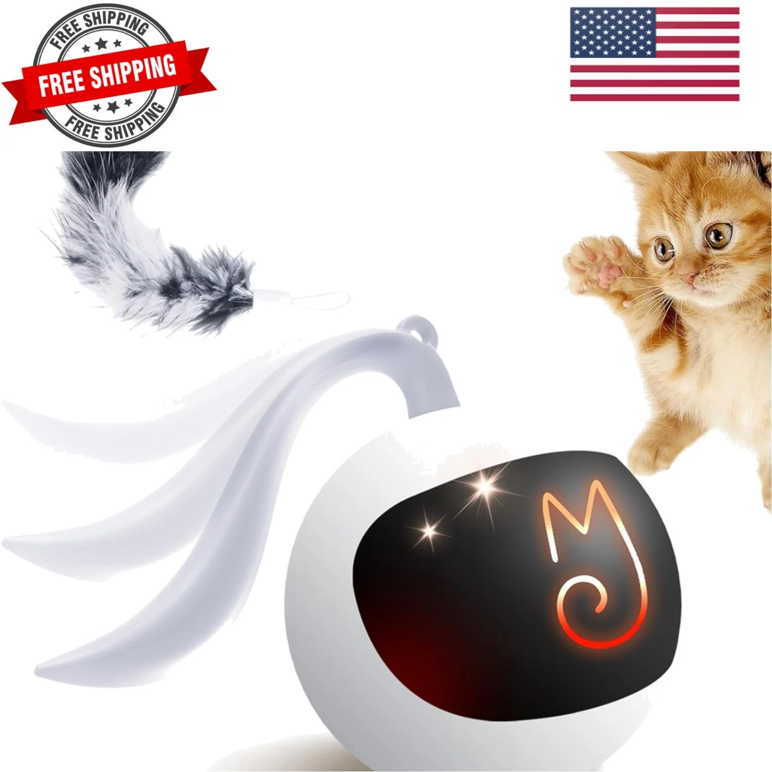 Interactive Cat Ball Toy Set, Fun Tracker, Automatic Rolling Chase Ball with ...