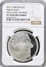 2011 £5 Silver Proof Prince Philip Coin 90th Anniversary NGC PF70 Britain 5/0