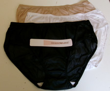 3 Shadowline Hidden Elastic Hipster Panty Style 11032 Size 9 Black Nude White
