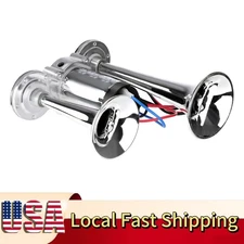600DB Dual Trumpets Super Loud Car Electric Air Horn Truck Boat Train Speaker .