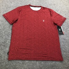 Spyder Rash Guard Shirt Mens Medium Red Geometric UPF 30 Swim Quick Dry S627A30