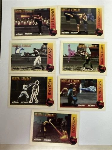 1992 Midway Acclaim Mortal Kombat Video Game Trading cards COMPLETE SET of 7