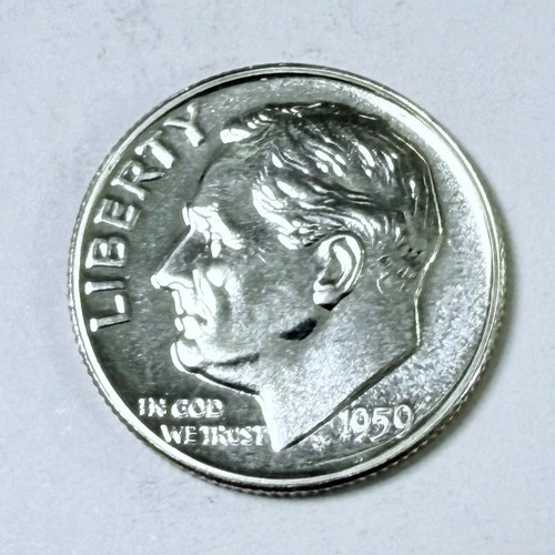 1959 Roosevelt Silver Dime 90% Silver 10c AU About Uncirculated Details #4384