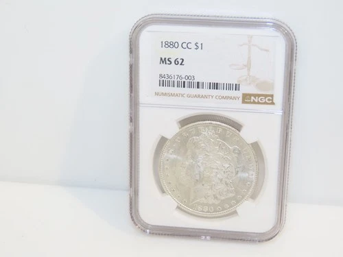 NGC MS62 1880 CC $1 Morgan Silver Dollar Coin Graded Carson City