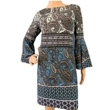 Vince Camuto Bell Sleeve Paisley Print Shift Dress Size 8