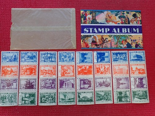 Vintage 1937 Amoco American Oil Never Used Complete Historic Stamp Album