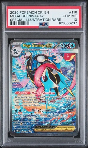 2026 POKEMON CHAOS RISING SPECIAL ILLUSTRATION RARE #116 MEGA GRENINJA EX PSA 10
