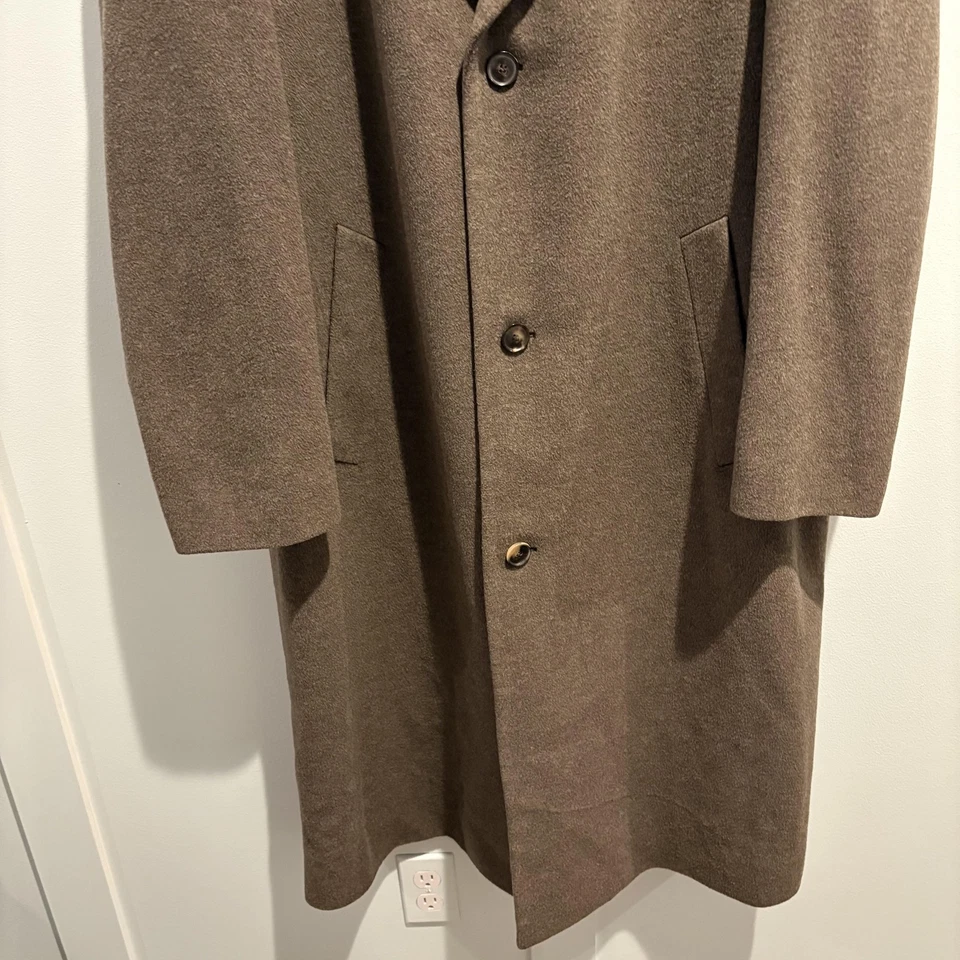 Hugo Boss Overcoat Mens XL Brown Virgin Wool Single Breasted Notch Lapel - Image 4 of 4