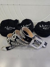 BB SIMON 9030 S96 CLEAR CRYSTALS SF BELT IN BLACK PONY SKIN SIZE 38 NEW NEW NEW