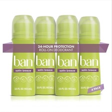 Ban Invisible Roll-on Antiperspirant Deodorant for 3.5 Fl Oz Pack of 4 