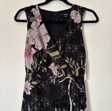 GUESS Women’s Black Nadira Ruched Floral Sheer Maxi Dress, Size XS