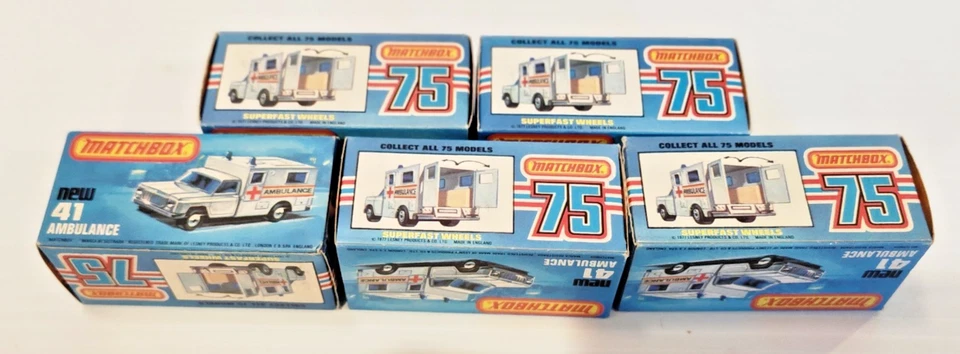 Matchbox Superfast No. 41 White Ambulance Red Cross Boxed NEW 1977 Lot of 5 - Image 3 of 4
