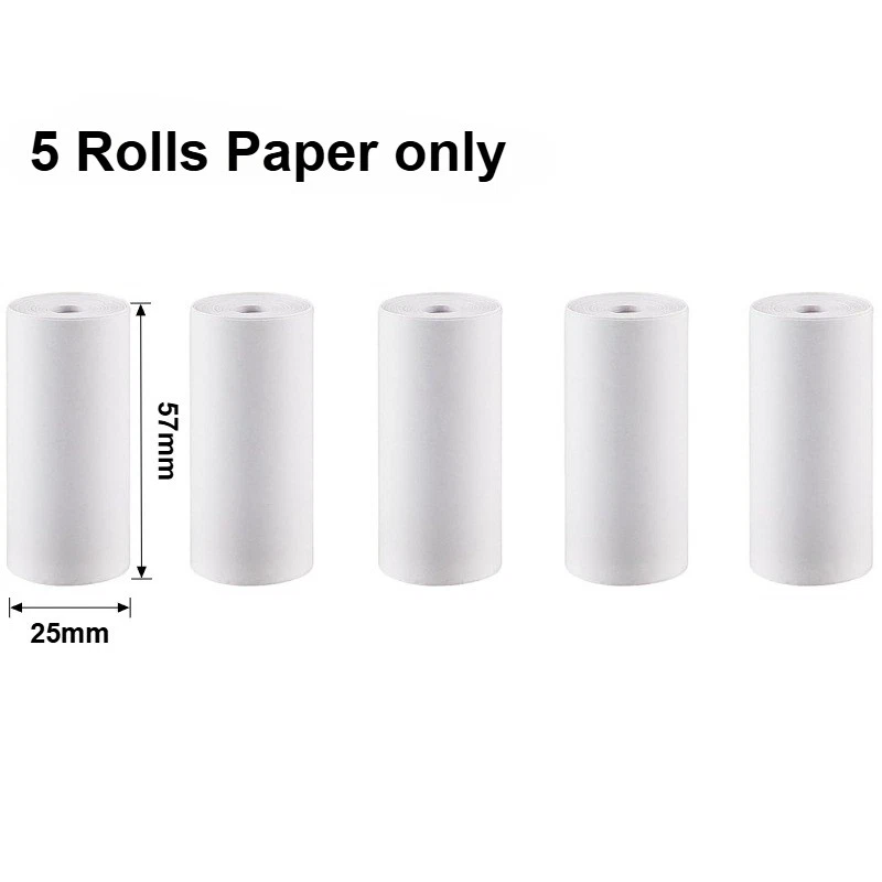 Thermal Photo Printer Mini Print Pod Sticker Printer+1 Roll Labels, White/Pink
