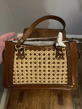 PATRICIA NASH Corana Leather Satchel W/ Crossbody strap NWT tan wickerback