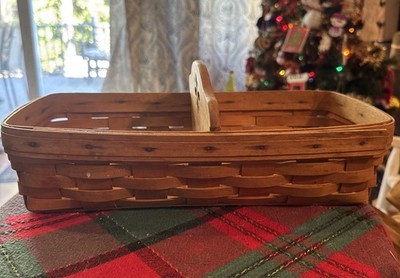 Vintage Longaberger cracker muffin basket with wood divider signed 1998