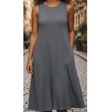 Apt. 9 Swing Dress Women XL Gray Ribbed Sleeveless WA73G015RP NEW
