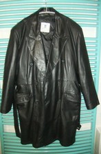 Ledermantel schwarz Gr. XXL  Motorradledermantel Trenchcoat Echtleder? gefüttert