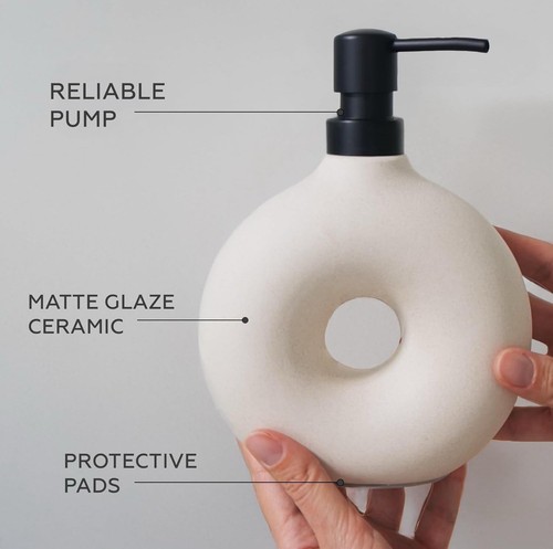 Terramoza Ceramic Bathroom Accessory Set, 5 Pcs -Beige, Matte Glaze - Imagen 3 de 13