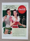 1940s COCA COLA Green Fountain Drink Social Formal WWII Vintage Poster Print Ad