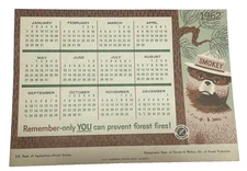 Smokey the Bear 1962 Calendar Forest Service PA Dept of Forest & Waters Fire Pre