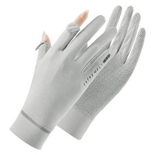 Sun Gloves for Women UV Protection UPF 50 Cooling Ice-Silk Grey Medium