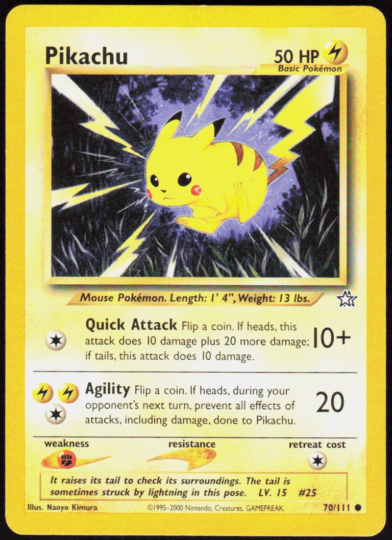 Pikachu 070/111 Unlimited Common Neo Genesis LP Pokemon