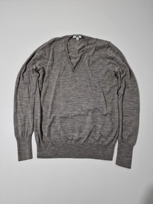 Uniqlo Pullover Größe M Grau 100% Reine Schurwolle Oberteil Langarmshirt