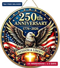 250th Anniversary USA Decoration Wooden Eagle Door Sign 250 Years Of Freedom Wre