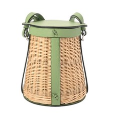 HERMES Farming Picnic Rattan/Vaux Swift Natural/Vert Cricket Women Shoulder Bag