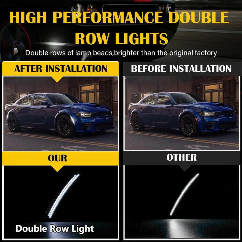 Parachoques delantero trasero LED luces de señalización laterales LED para Dodge Charger 2015-2023 4 piezas Foto 4 de 4