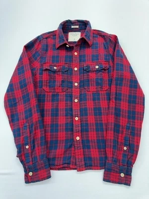 Chemise homme boutonnée à carreaux rouge bleu Abercrombie & Fitch taille M... - Photo 1/4