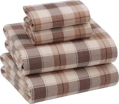 100% Cotton Flannel Sheet Set Deep Pockets Breathable Warm 170 GSM Soft Cozy