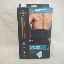New Tommie Copper Hot & Cold Back Wrap Pain Relief One Size Fits Most Black 