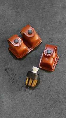 KM0205-SW Leather Single & Double Speedloader Pouch with Belt Clip Smith&Wesson
