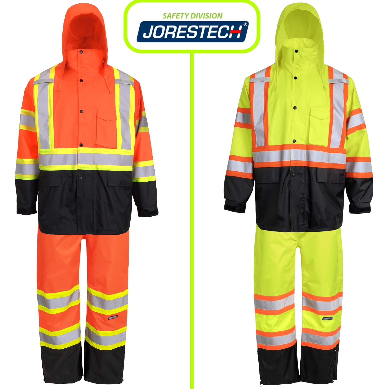Safety TWO TONE RAIN SET WITH X REFLECTIVE STRIPS ON BACK JORESTECH